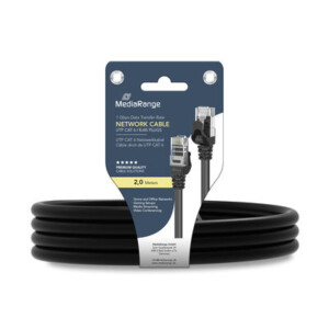 MediaRange Network Patch Cable CAT6, 2m, RJ 45, Black