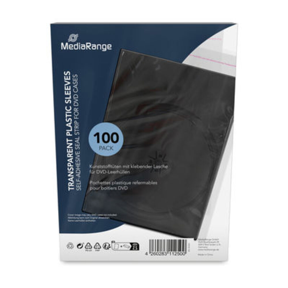 MediaRange clear plastic sleeves for 14mm DVD cases