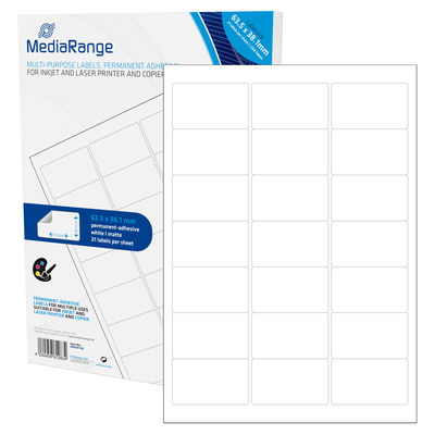 MediaRange Multi-purpose labels, permanent adhesive, 63.5×38.1mm