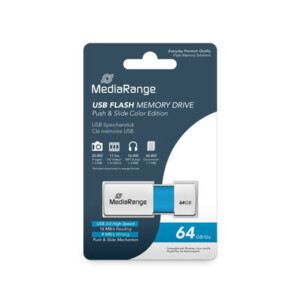MediaRange USB flash drive, color edition, light blue, 64GB