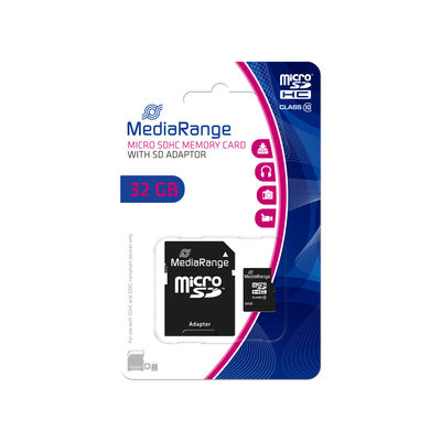 MediaRange Micro SDHC 32 GB Karte Speicherkarte  SD Adapter Class 10 Memory Card 