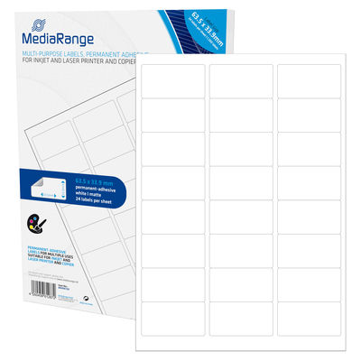 MediaRange Multi-purpose labels, permanent adhesive, 63.5×33.9mm ...