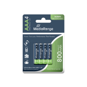 MediaRange Rechargeable NiMH Accus, Micro AAA|HR03|1.2V