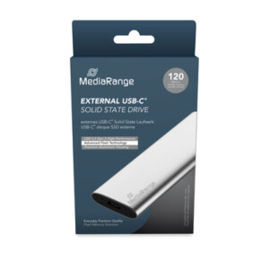 MediaRange External USB Type-C® solid state drive, 120GB, silver