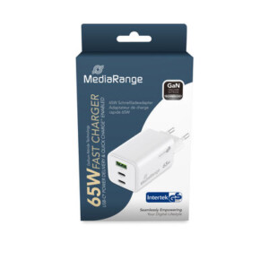 MediaRange 65W wall charger with USB-A and USB-C EU Plug