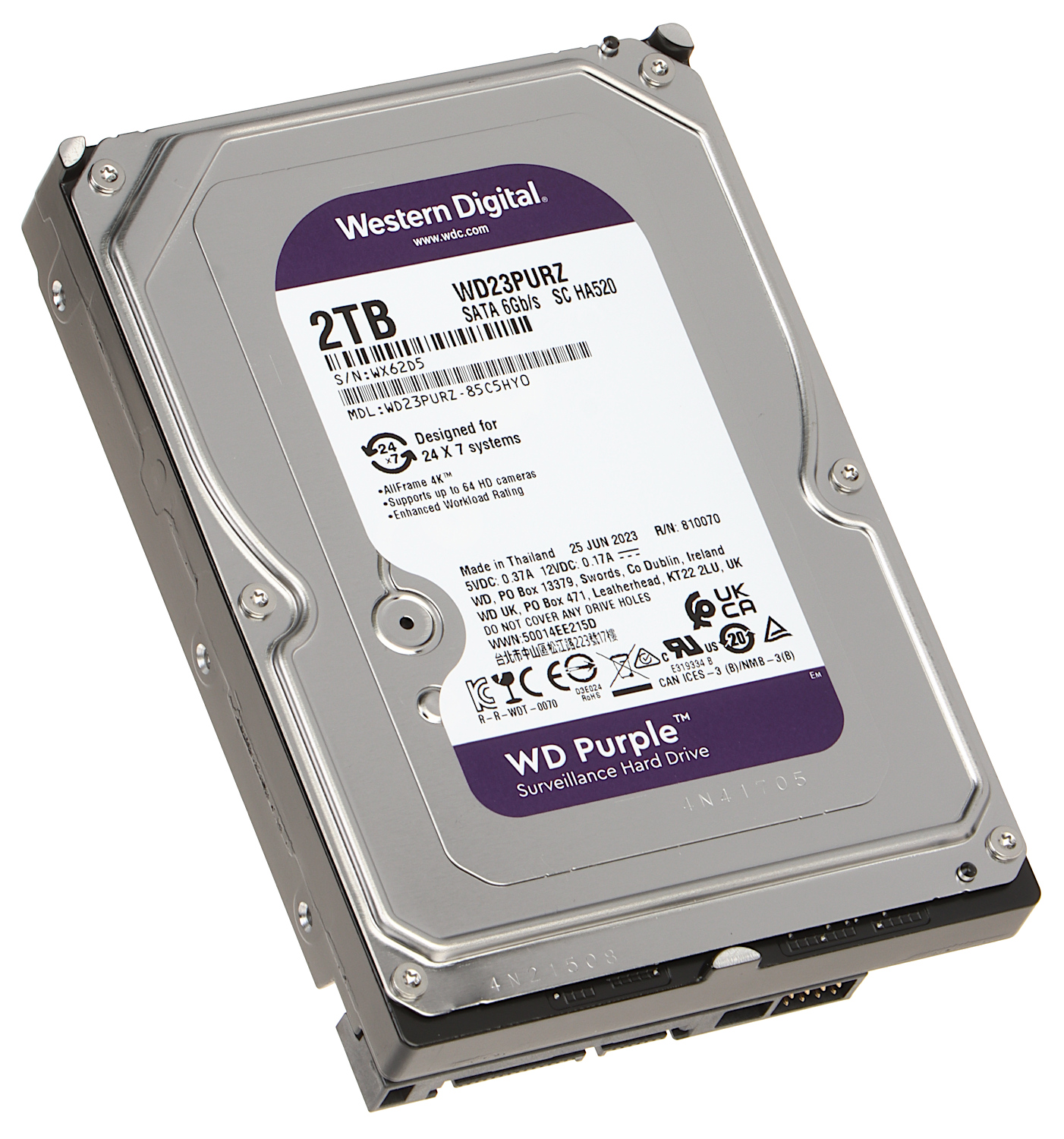 WD Purple Surveillance HDD 2TB SATA