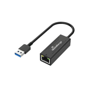 MediaRange USB-A Ethernet Adapter with RJ45 Port, 10/100/1000 Mbps, 20cm, Black