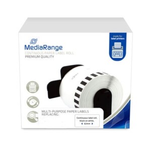 MediaRange Continuous paper label, for/replacing Brother DK-22210, 29mm, 30.48m, black on white