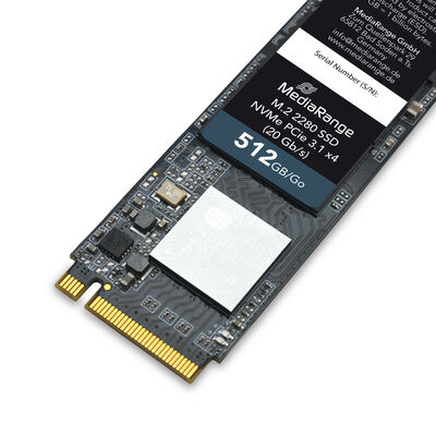MediaRange Internal M.2 2280 solid state drive, NVMe PCIe 3.1 x4 20 Gb/s, 512GB, black