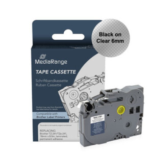 MediaRange Label Tape Cartridge, Replacing Brother TZ-111/TZe-111, 6mm, 8m, Laminated and Permanent Adhesive
