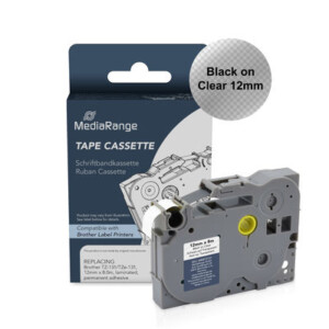 MediaRange Label Tape Cartridge, Replacing Brother TZ-131/TZe-131, 12mm, 8m, Laminated and Permanent Adhesive