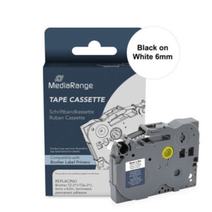 MediaRange Label Tape Cartridge, Replacing Brother TZ-211/TZe-211, 6mm, 8m, Laminated and Permanent Adhesive