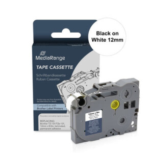 MediaRange Label Tape Cartridge, Replacing Brother TZ-231/TZe-231, 12mm, 8m, Laminated and Permanent Adhesive