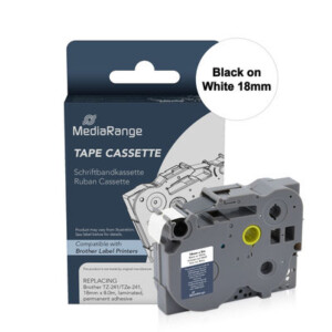 MediaRange Label Tape Cartridge, Replacing Brother TZ-241/TZe-241, 18mm, 8m, Laminated and Permanent Adhesive