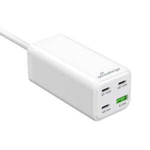 MediaRange 100W GaN Fast Charging Station, 1.5m Cable 3x USB-C and 1x USB-A, USB-C® Power Delivery and Quick Charge™