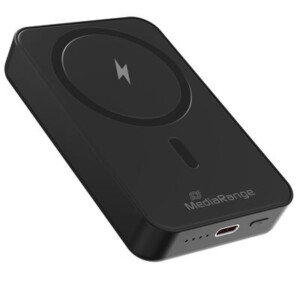MediaRange Magnetic Wireless Power Bank 10,000mAh, N52 Magnets and LED Power Indicator, USB-C Power Delivery® enabled