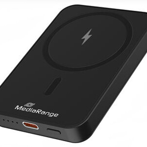 MediaRange Magnetic Wireless Power Bank 5,000mAh, N52 Magnets and LED Power Indicator, USB-C Power Delivery®