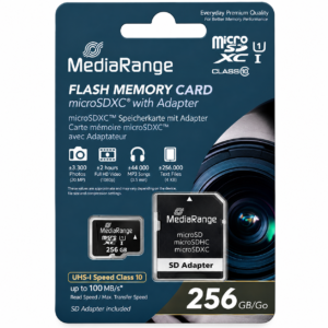 MediaRange microSDXC™ Memory Card with SD Adapter, UHS-1/Class 10, 256GB